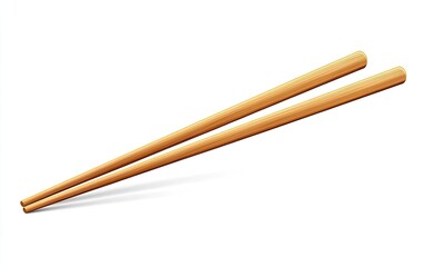 Wooden chopsticks, light brown, angled, realistic illustration
