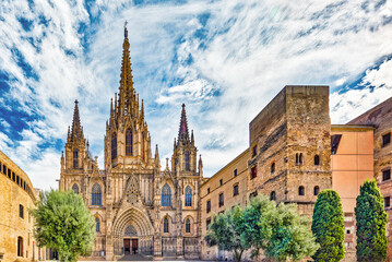 Obraz premium Metropolitan Cathedral Basilica of the Holy Cross and Saint Eulalia. Balcelona.