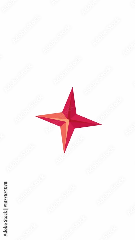Poster rotating red star sparkle 2d cartoon object vertical animation. festive symbol shiny burst. shimmeri
