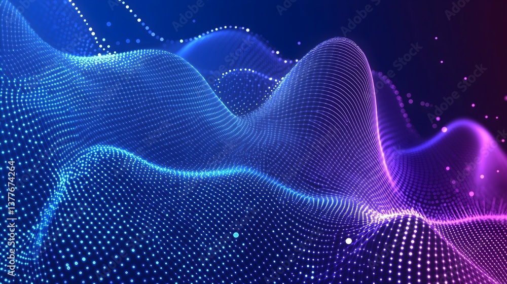 Poster digital wave of information: a captivating digital rendering depicts a flowing wave of data, illustr