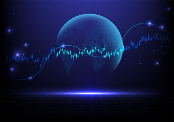 Stock market or forex trading graph and candlestick chart suitable for financial investment concept. Economy trends background for business idea and abstract finance background. Vector illustration.