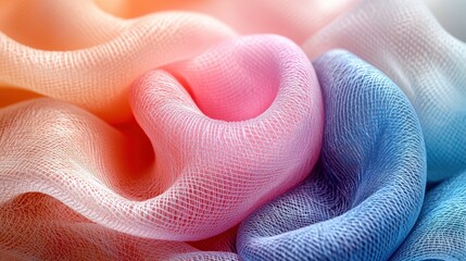 Macro view of thermochromic smart fiber with color gradient for outdoor activewear