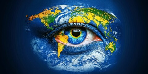 Earth s Eye Planet Earth Image with Human Vision, Symbolizing Environmental Awareness and Care