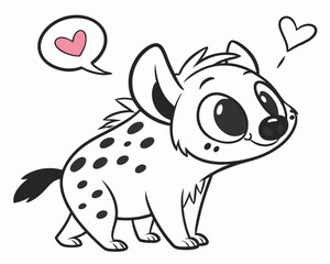 Fototapeta premium Cute Kawaii Hyena Expressing Love with Hearts 