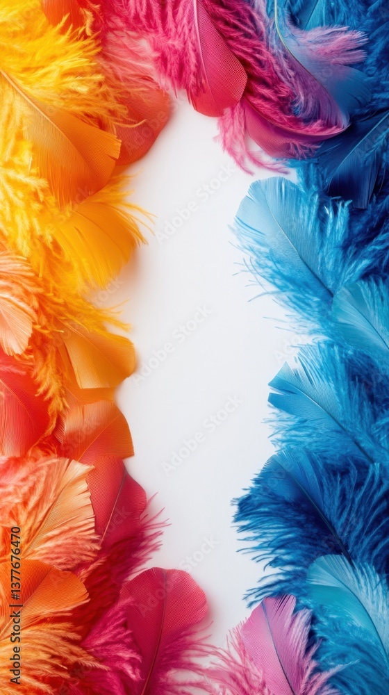 Aufkleber vibrant feathers in a colorful arrangement on a white background creating a cheerful and artistic co