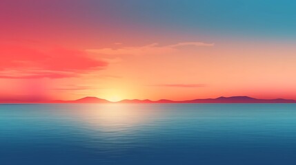 Obraz premium Serene Sunset Over Calm Ocean Mountainscape