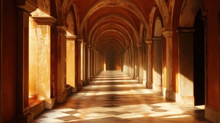 Fototapeta premium Sunlit Colonnade: An Architectural Masterpiece