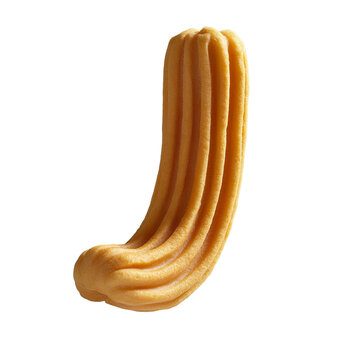 Side view of a play-doh churro food made by a child isolated on a white transparent background
