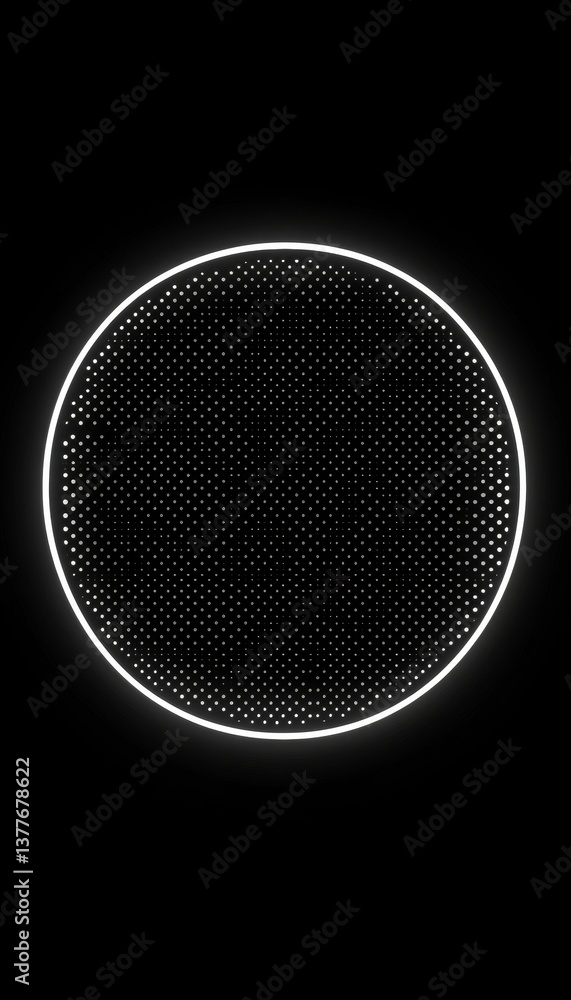 Aufkleber abstract digital halftone circle design element on dark background, modern pattern texture.