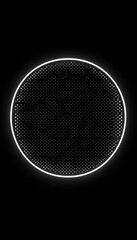 Abstract Digital Halftone Circle Design Element on Dark Background, Modern Pattern Texture.