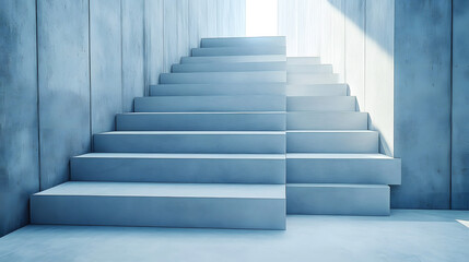 Fototapeta premium Modern concrete stairs leading upward in a welllit architectural space showcasing minimalist design elements&nbsp;