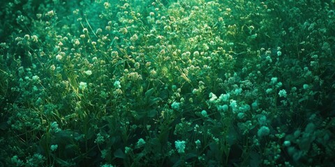 Dense green foliage of a plant species, indicative of healthy underwater ecosystem.