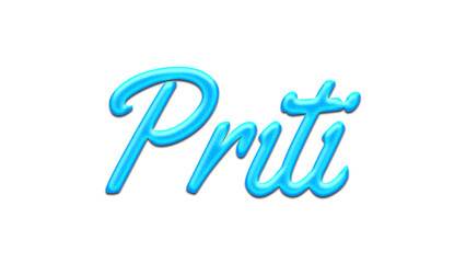 Glowing blue effect of name Priti on white background.	