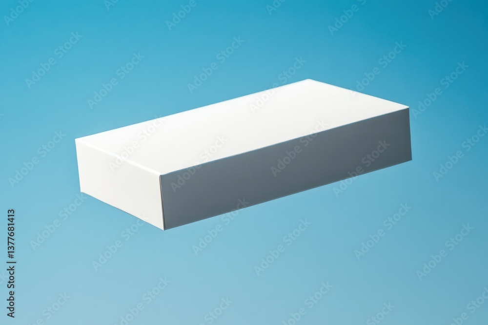 Poster Simple white rectangular block against a blue background showcasing minimalistic design and contemporary style