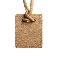 Blank textured tag with twine on a dark background. transparent background.