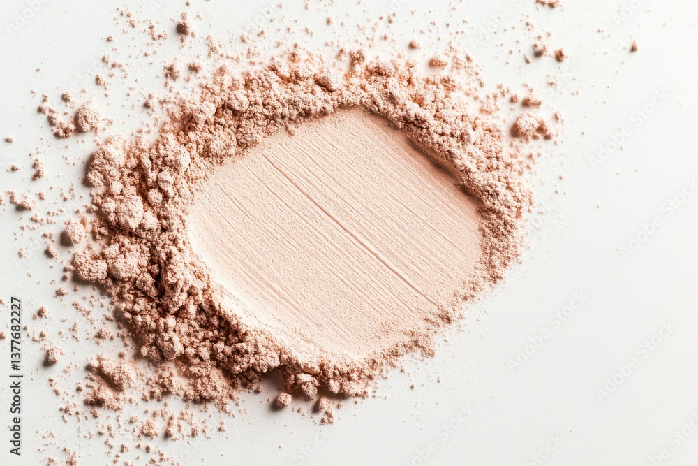 Poster powdered cosmetic substance spread evenly on a clean surface for application and mixing