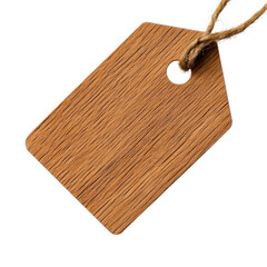 Brown paper tag with string on a black background. transparent background.
