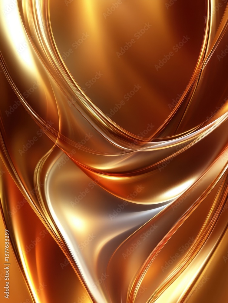 Poster abstract golden waves and smooth surfaces creating a luxurious and elegant background with a warm an