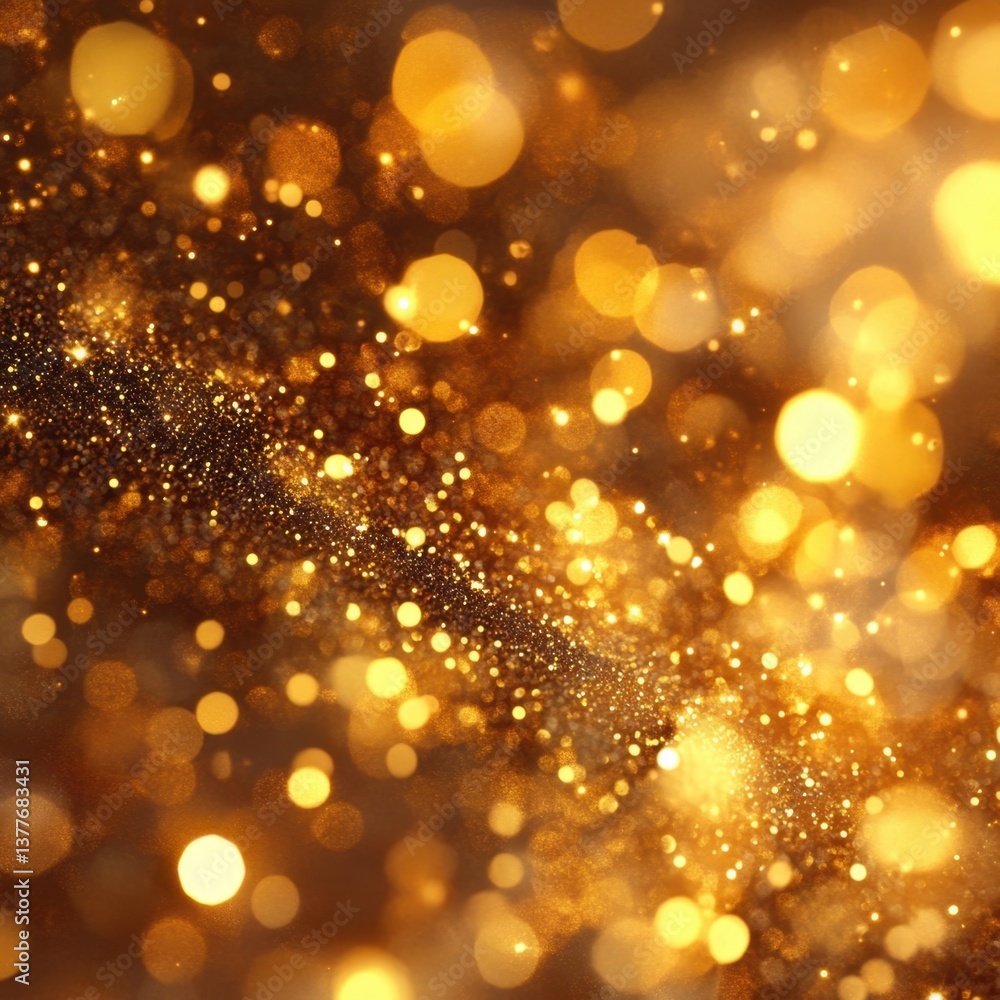 Poster ethereal golden bokeh cascade glittering through a dark backdrop creating a luxurious and festive at