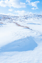 冬の鳥取砂丘の雪景色 鳥取県 鳥取砂丘