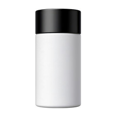 Silver glitter container with a black lid. transparent background.