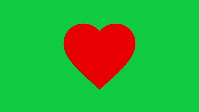 Heart Icon Animation | 4K Love Symbol Motion Graphic on Green Screen