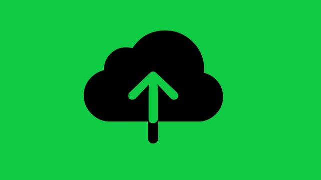 Upload Icon Animation | 4K Cloud & Arrow Symbol Motion Graphic on Green Screen