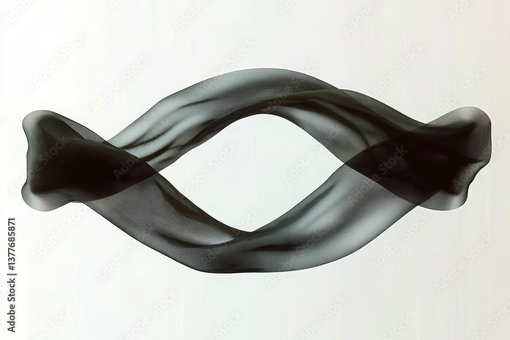 Poster abstract twisting black mesh shape on light background art