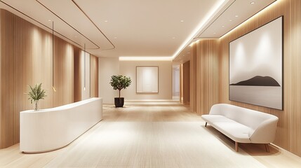 A sleek, professional workspace with clean, corporate branding and minimalistic design