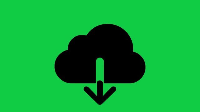 Download Icon Animation | 4K Arrow & Cloud Symbol Motion Graphic on Green Screen