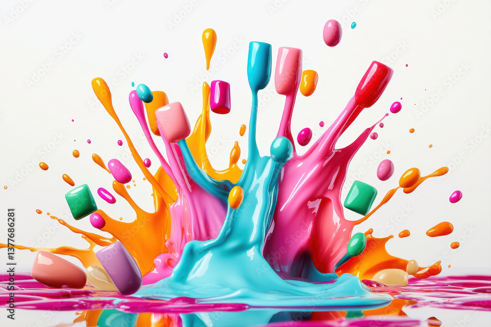 Poster vibrant paint splashes create a colorful explosion of creativity and artistic expression.