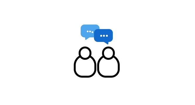 Animated icon of a person icon with a chat bubble, representing communication, messaging, and conversation. Ideal for apps, social media, UI and UX design, and business interactions.