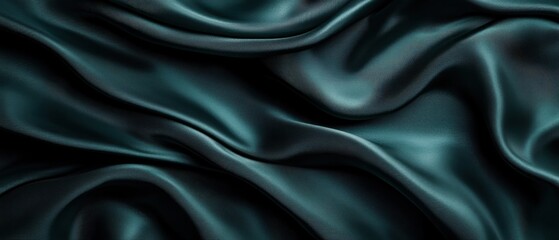 Fototapeta premium Elegant Teal Satin Fabric with Soft Draping Folds and Subtle Texture for Luxurious Design Projects and Fashionable Backgrounds