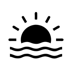 
Sunset Sunrise Sea Ocean Vector Icon Silhouette
