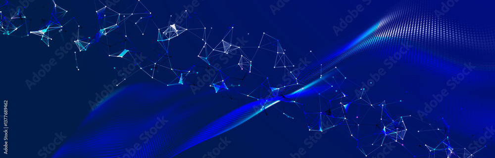 Aufkleber polygonal background with dots and lines. network connection structure. science and technology. 3d