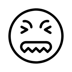 Confounded Frustrated Face Emoji Vector Icon Line Art