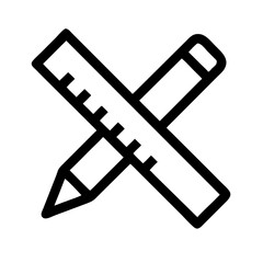  Vector Icon of Pencil and Ruler Crossed