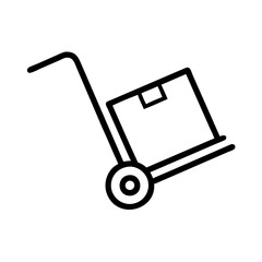  Vector Icon of Handcart with Box