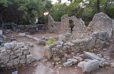 The ruins of the ancient Greek and Roman city of Phaselis or Faselis. Kemer district, Antalya...