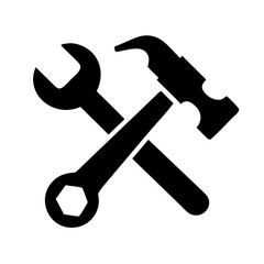Wrench and Hammer Icon Vector Illustration. Repair Tools Silhouette