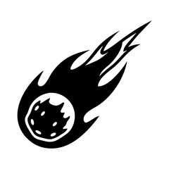 Meteor Icon Vector Illustration. Comet Flame Silhouette Symbol Design