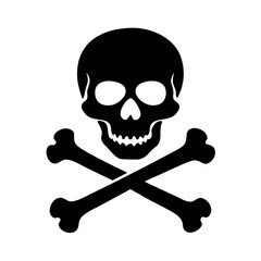 Skull and Crossbones Icon Vector Illustration. Danger Warning Symbol