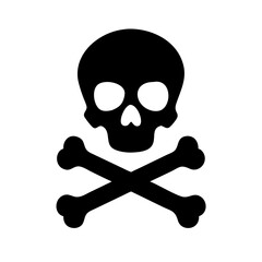 Skull and Crossbones Icon Vector Illustration. Danger Warning Symbol