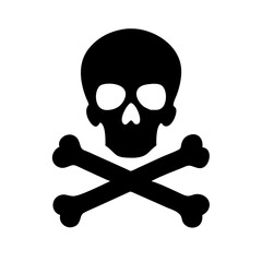 Skull and Crossbones Icon Vector Illustration. Danger Warning Symbol