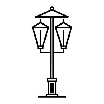 recommend clip art: Vintage Street Lamp Icon Vector Illustration. Outdoor Lighting Outline Design
