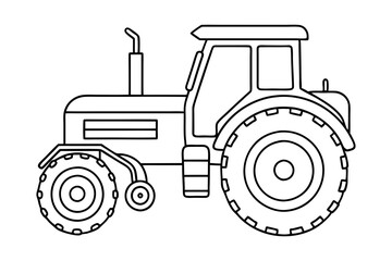 Vector Illustration of Tractor in Outline