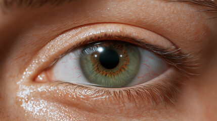 Cataract eye removal age risk lens symptom. 3D render of an eye depicting cataract lens and early signs of deterioration.