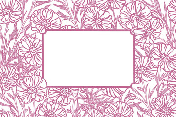 Vector illustration of a flower frame and empty space inside. elegant hand drawn style, botanical sketch, sketch	
