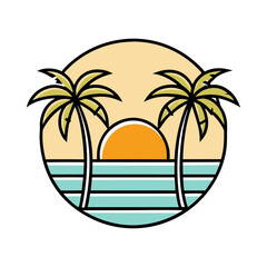 Topical island with palm trees vector illustration