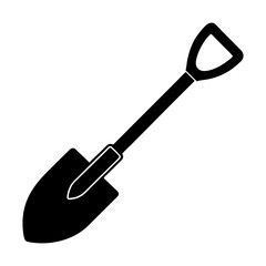 Shovel Icon Vector Illustration. Digging Garden Tool Silhouette